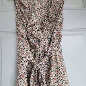 Max Studio White Floral Tie-Front Midi Dress